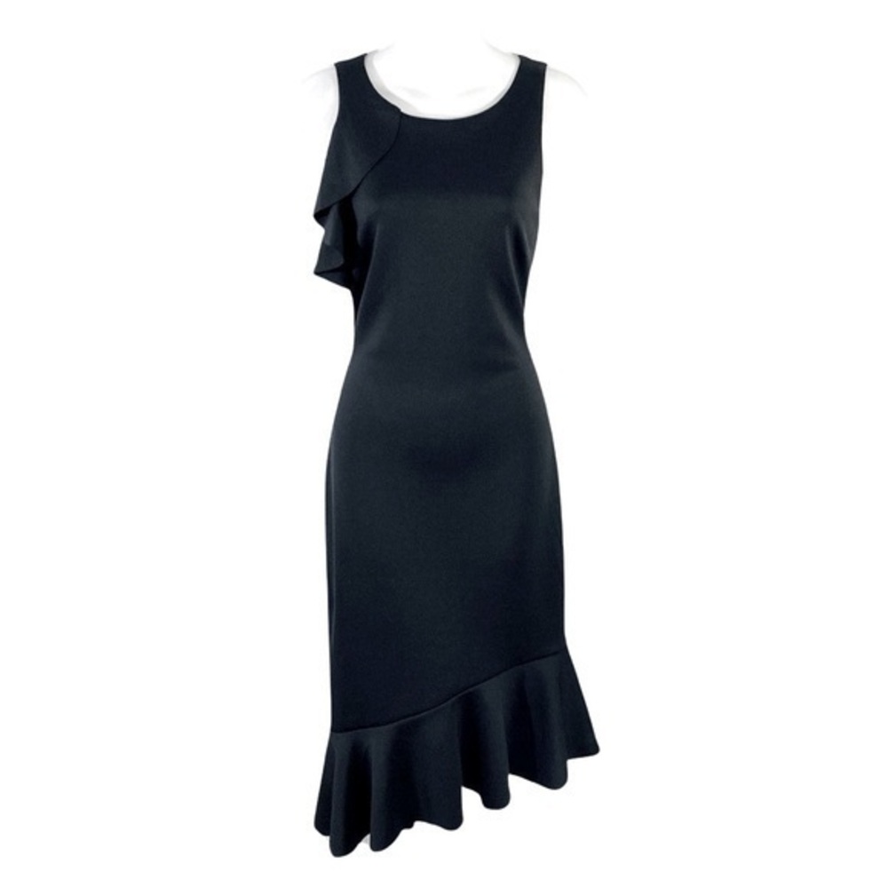 NWT Banana Republic Black Asymmetric Flounce Hem Sleeveless Dress 8 PP15